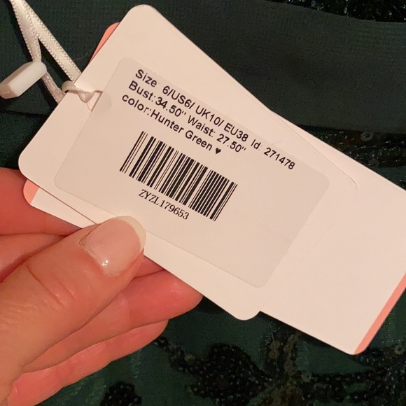 JJs House NWT hunter green dress size 6 - Picture 4 of 6